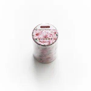 Infeel.Me PET masking tape roll with pink spring blossom floral patterns for scrapbooking