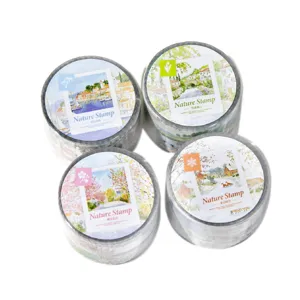 Ruban adhésif washi série Nature Stamp paysages pour scrapbooking et décoration DIY