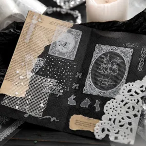 Vintage lace PET stickers for DIY journaling and scrapbook decoration