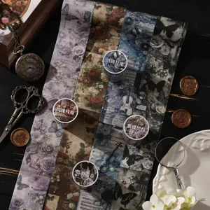 4-pack vintage gothic butterfly washi tape set for DIY scrapbooking and journals