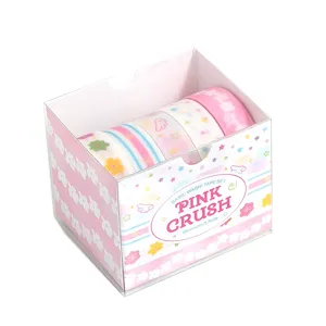 Ensemble de rubans washi pailletés roses avec cinq motifs uniques pour le scrapbooking et le DIY