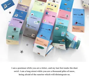Λεπτομέρεια από πολύχρωμες ταινίες scrapbooking κορεατικού στυλ INS με κείμενο