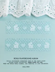 Hellblaues Spitzen-Deko-Klebeband mit Hasen- und Herzmustern für DIY-Scrapbooking