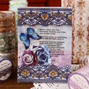 Retro Story vintage floral trim washi tape set for DIY scrapbooking and handbook decoration