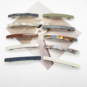 Minimalist Resin Rectangular Spring Hair Clip For Women Korean Style Marble Texture Geometric Barrette Hair Accessories