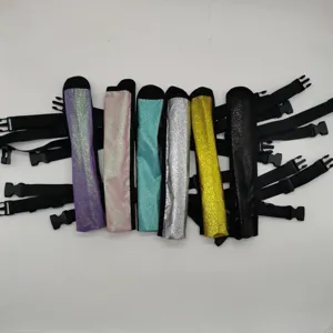 Sac de rangement pour éventail kung fu pailleté avec sangle, grand modèle 13 pouces.