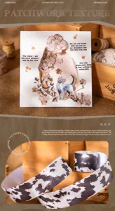 Detalle de cinta adhesiva washi con patrón animal y textura de piel para manualidades