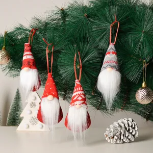 Cute Christmas knitted gnome hanging ornaments faceless doll holiday tree decor party supplies