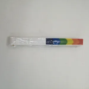 23cm plastic folding hand fan white frame rainbow gradient summer cooling gift fan detail