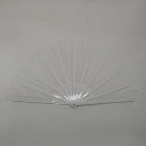 Abanico de Kung Fu plegable blanco de 33 cm con varillas de plástico y tela