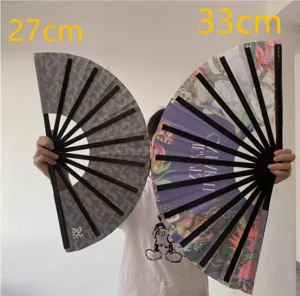Bamboe vouwaaier handwaaier rave waaier 27cm 33cm zwarte bamboe ribben print