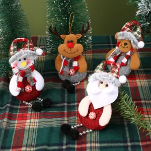 Christmas fabric hanging ornaments set plush snowman reindeer bear santa tree decoration gift