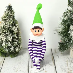 Christmas long-legged elf plush doll holiday decoration toy showcase ornament detail view