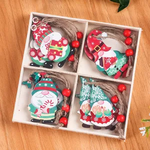 12pcs Christmas wooden gnome hanging ornaments set boxed festive tree decor charms