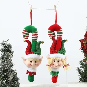 Christmas hanging elf plush doll red green holiday tree hanging decorations cute ornaments