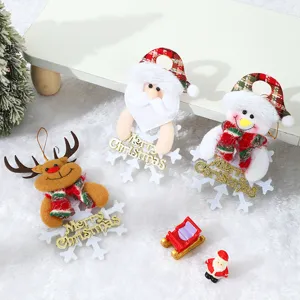Christmas hanging ornaments set with Santa and snowman for holiday tree and window.