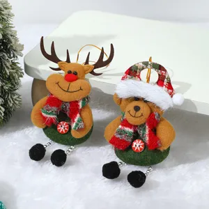 Christmas fabric hanging ornaments reindeer and bear plush pendant for holiday tree decor