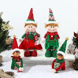 Christmas elf dolls set standing and sitting plush toys holiday home decor party ornaments