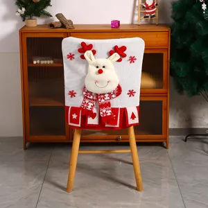 Housse de chaise de noel renne en tricot decoration festive pour salle a manger rouge blanc