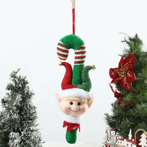 Christmas plush elf hanging ornament candy cane holiday tree decor cute doll pendant