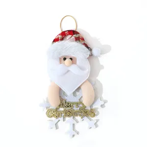Christmas hanging ornament Santa Claus plush doll with snowflake and golden letters decoration