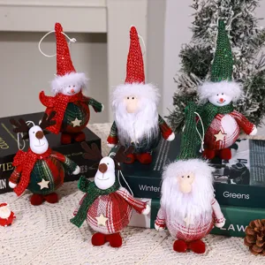 Christmas Hanging Doll Pendant Foam Cloth Santa Claus Snowman Reindeer Tree Decoration Holiday Party Ornament