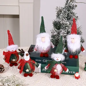 Christmas plush hanging ornaments set, cute santa snowman deer dolls for tree decor