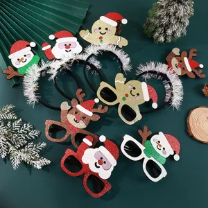 Christmas party glasses frames and headbands set, festive photo props and cute costume decor.