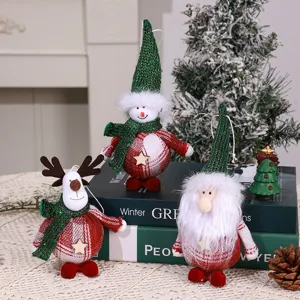 Christmas plush hanging doll ornaments snowman reindeer tree decor holiday party props