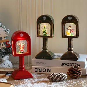 Christmas mailbox water globe crystal ball glowing music light desktop holiday decoration detail