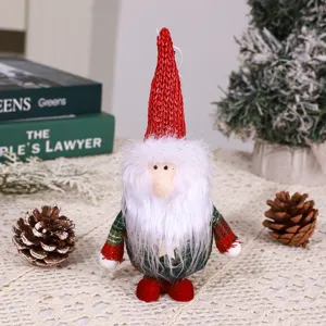 Cute Christmas gnome plush hanging ornament fabric standing doll for tree holiday decor.