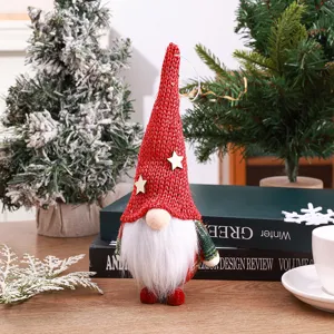 Weihnachten Plüsch Zwerg Puppe mit roter Strickmütze, süße Weihnachtsdeko und Baumhängeschmuck.
