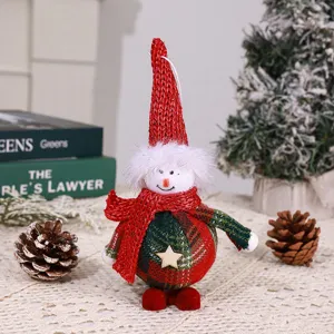 Cute Christmas plush doll pendant standing fabric ornament for holiday tree decoration.