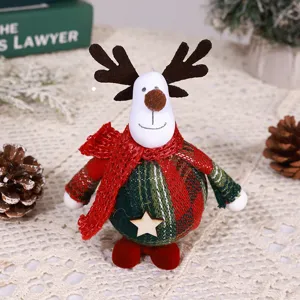 Christmas plush reindeer doll ornament detail view showing fabric texture and cute design