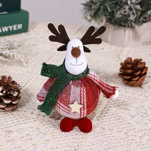 Christmas plush reindeer doll hanging ornament with scarf and sweater for tree decoration