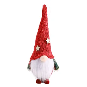 Weihnachtsstrickmütze gesichtsloser alter Mann Zwerg Puppe Hängeornament für Baum.