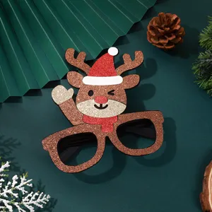 Christmas glitter reindeer eyeglass frame holiday party photo prop festive decoration
