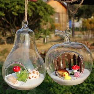Hanging glass terrarium vase for succulent plants and moss micro landscape DIY decor