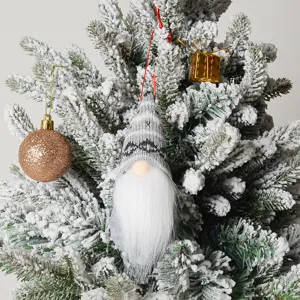 Christmas gnome hanging ornament, knitted faceless doll tree decoration for holiday decor.