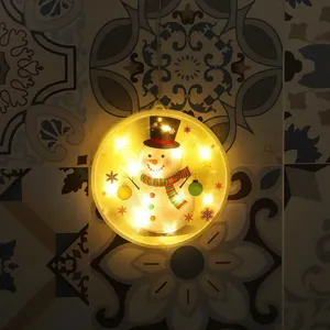 LED Christmas snowman hanging light detail, festive window and room decor string lamp.