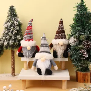 Weihnachtswichtel Pluesch Dekorationen gestrickte Muetze gesichtslose Puppe Haengeornamente