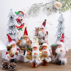 Cute Christmas Santa Claus Plush Doll Stuffed Toy Tree Hugging Hanging Ornament Party Home Decor Festival Gift