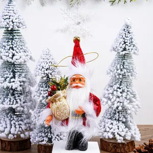 Cute Christmas Santa Claus plush doll standing tree pendant holiday party home ornament