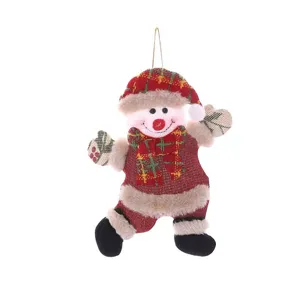 Christmas snowman plush doll hanging ornament, cute holiday tree decoration for festive party.