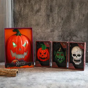 Accesorios de timbre animado de Halloween, decoración de calabaza bruja y calavera.