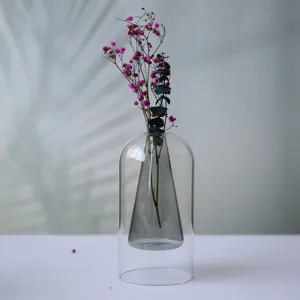 Nordic double layer glass vase transparent minimalist desktop ornament floral decoration