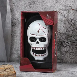 Timbre de calavera aterrador de Halloween accesorio de decoración para fiesta con sonido.