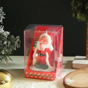 Christmas Santa Claus candle in clear box for holiday gift and desktop decoration