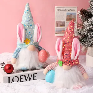 Pasqua Bambola Senza Volto Rudolph Peluche Illuminato Paillettes Cappello Orecchie di Coniglio Carino Festivo Arredamento