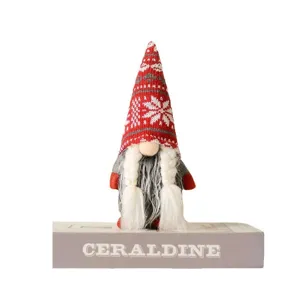 Christmas gnome plush doll holiday home decor red knitted hat faceless doll ornament